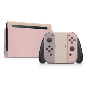 Keramische roos Nintendo Switch-skin, roze zachte pastelkleuren Colorwave, Switch Joycons-sticker voor dock en console, volledig omwikkeld vinyl skincover van 3 m