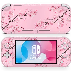 桜ピンクのNintendo Switch Liteスキン、ベビーピンクの日本の桜の花柄、Switch Liteデカールラップ、カスタムSwitch Lite、3Mビニール