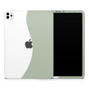 Two Tone Wave iPad Skin, Natural Sage Green & White Colorwave Skin for Apple iPad Decal Wrap, Custom iPad Pro Air Mini Cover, 3M Vinyl