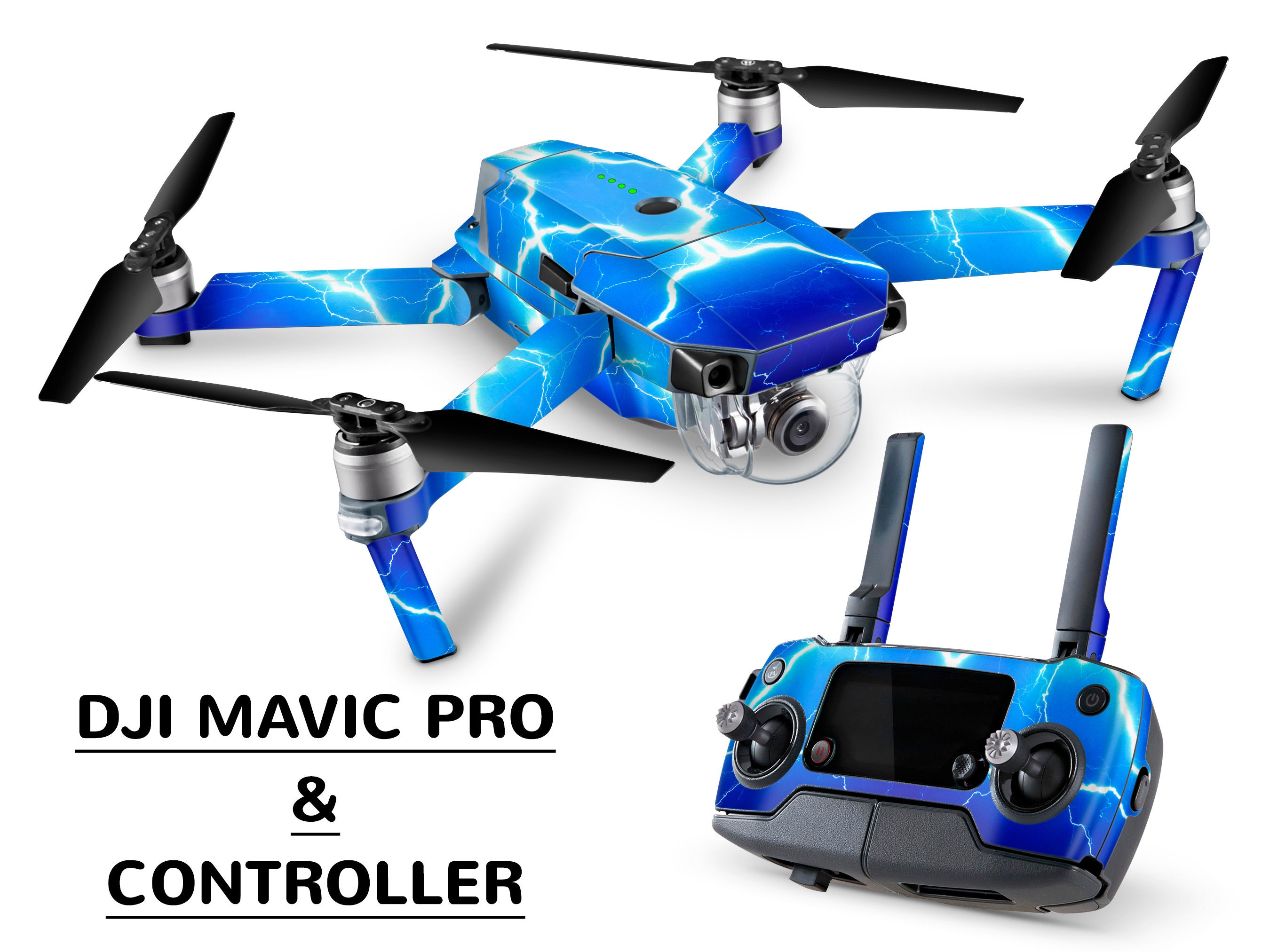 Lightning Bolt DJI Mavic PRO Skin Storm Thunder Blue Dji Mavic Pro Drone Controller Protective Sticker Wrap Custom Dji Drone Skin Vinyl Etsy