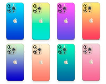 Pelle per iPhone serie sfumata, colore sfumato blu viola arancione verde lime rosa iPhone 15 iPhone 14 Pro Max SE XS Decal Wrap Premium 3M Vinyl