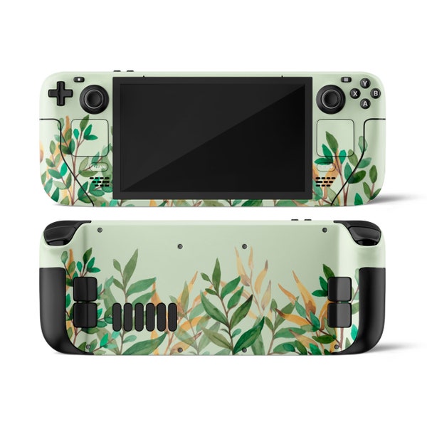 Aquarelle Feuilles Steam Deck Skin, Baby Green Flowers Floral, SteamDeck OLED Console Decal Wrap, Premium Cover Sticker 3M Vinyl