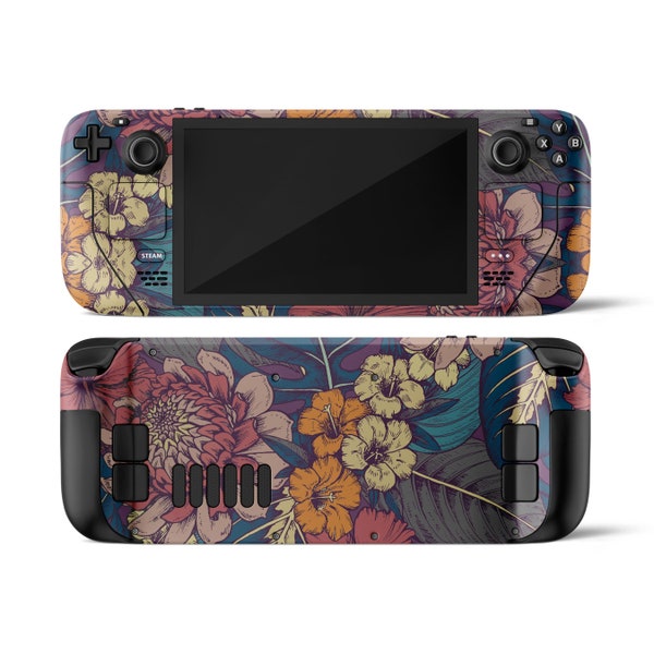 Retro Flowers Steam Deck Skin, Classic 90s Floral Design, Aesthetic Steam Deck OLED Decal Cover, Custom SteamDeck Console Wrap, 3M Vinyl