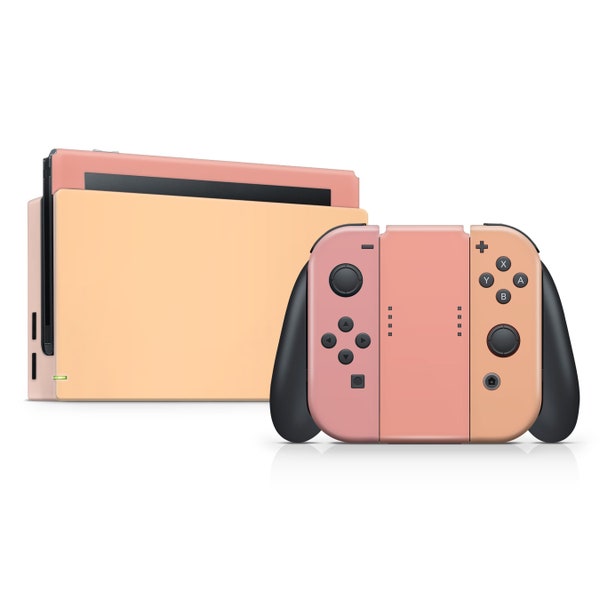 Peach Mango Nintendo Switch Skin, Orange Summer Vibes Color Blocking Nintendo Switch Console Dock Decal Wrap, Custom Switch Joycons 3M Vinyl