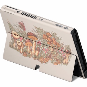 Cute Mushrooms Nintendo Switch OLED Skin, Autumn Forest, Natural Brown ...