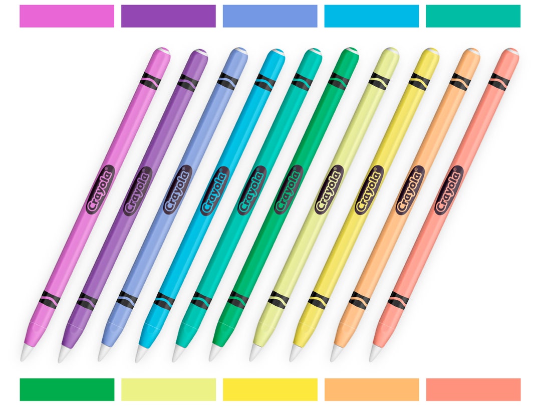 Crayola Color Series Apple Pencil Skin, Pastel Blue Green Pink Yellow, Crayon Apple Pen Gen 1