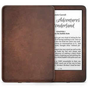 Custodia in pelle marrone per Kindle, classica custodia in vinile per eReader Amazon Kindle in colore marrone scuro, custodia adesiva personalizzata per eBook Kindle, vinile Kindle 3M