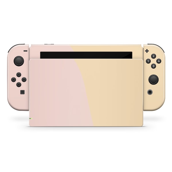 Peach & Cream Nintendo Switch Skin, Yellow and Baby Pink Pastel Decal for Nintendo Switch JoyCons Console and Dock, Custom Switch 3M Vinyl