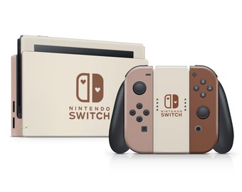 Cappuccino Nintendo Switch Skin, Coffee Brown Cream Solid Color Pastels Nintendo Switch Joycons Console Decal Wrap, Custom Switch 3M Vinyl