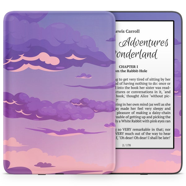 Sky Clouds Kindle Skin, Cute Purple Evening Sunset Design Amazon Kindle eReader Cover Sticker, Custom Kindle eBook Decal Wrap 3M Vinyl