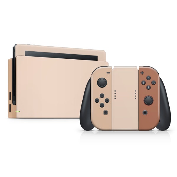Sticker latté macchiato pour Nintendo Switch, marron café crème, couleur pastel pour joycons, console et station d'accueil pour switchs Nintendo, vinyle 3M