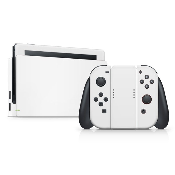 Nintendo Switch Skin Avalanche White, Classic Solid White Full Wrap Compatible with Nintendo Switch Joycon Console Dock Decal Wrap, 3M Vinyl