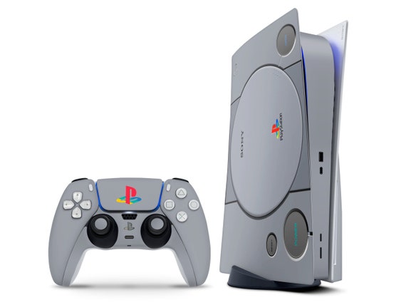 Retro Playstation 1 Inspiriert Skin für PS5, klassisches graues