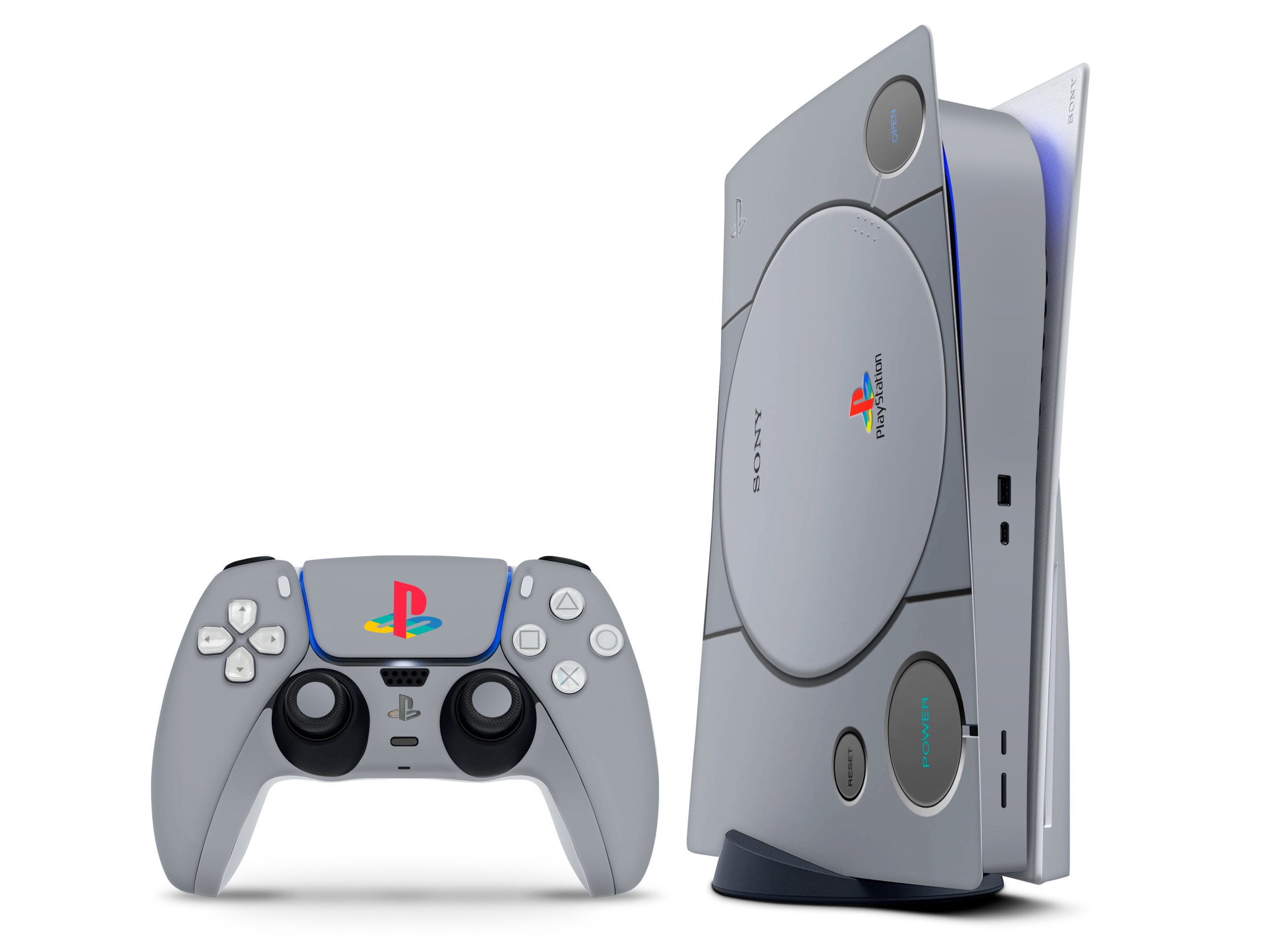 Høne Eksempel Bluebell Retro Playstation 1 Inspired Skin for PS5 Classic Grey Design - Etsy