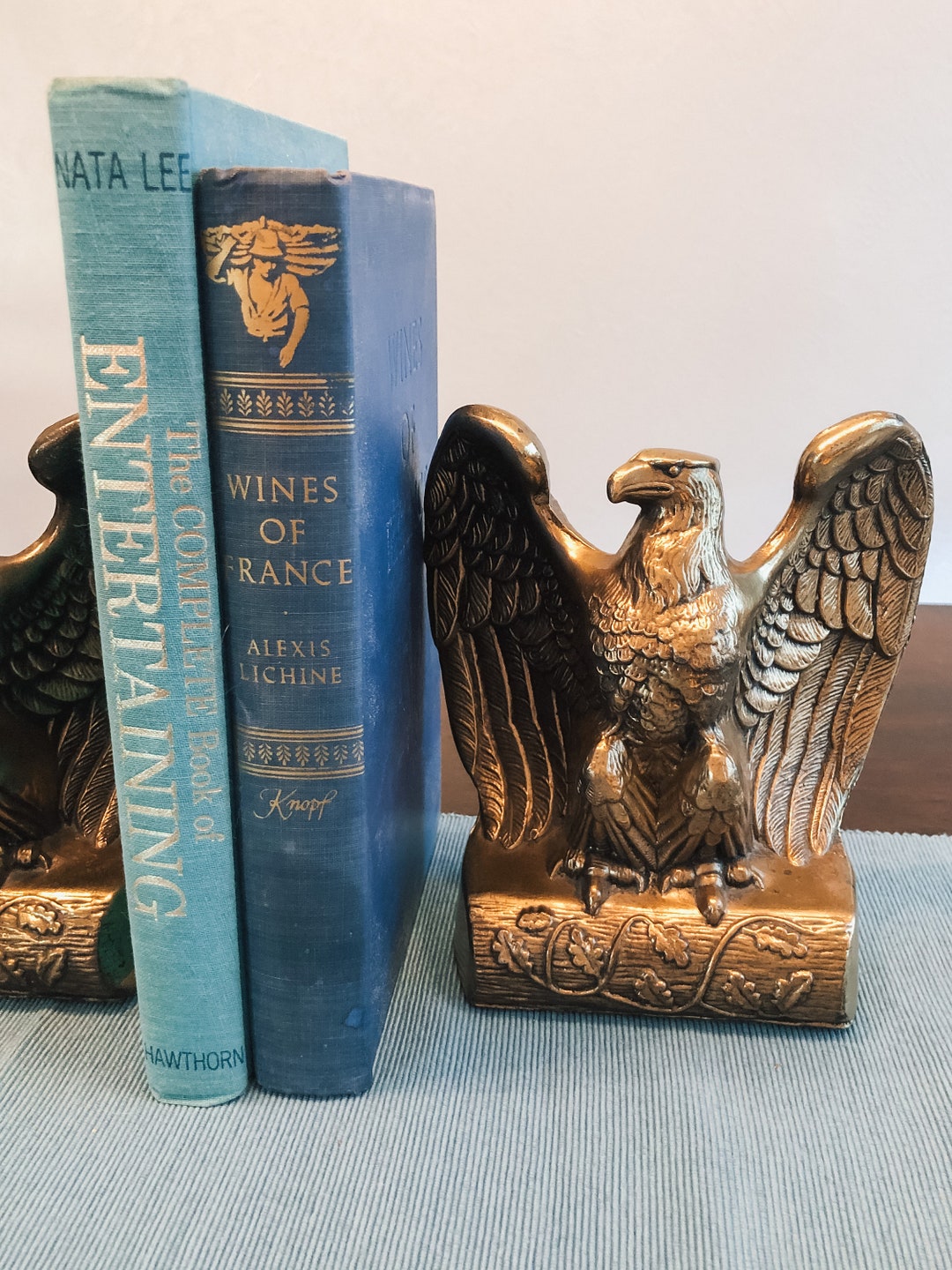 Vintage Brass American Bald Eagle Bookends set of 2, Vintage Regal Bookcase Decor, Brass Bird