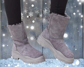 Fuzzy Boots - Etsy