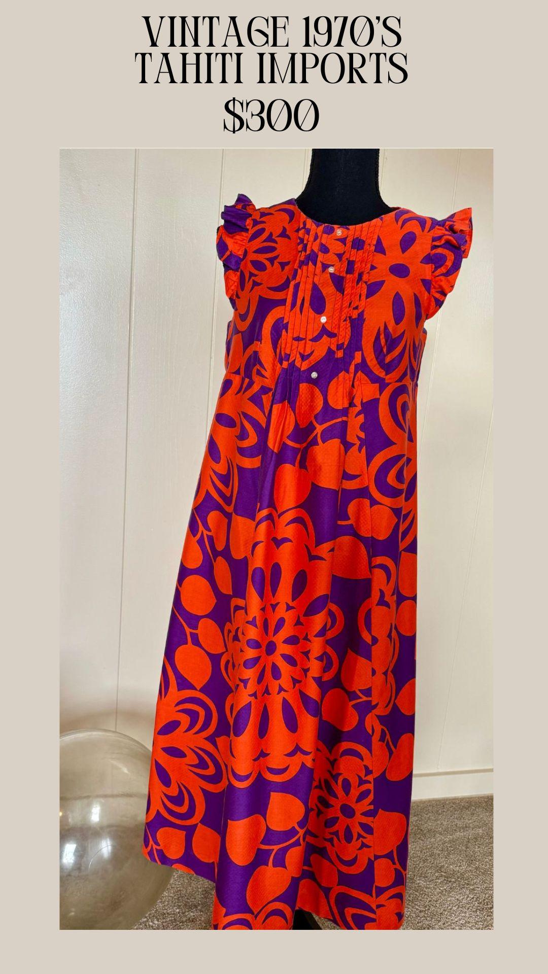 Tahiti Imports パウ Vintage Tahiti Imports Flutter Sleeve Muumuu - Etsy