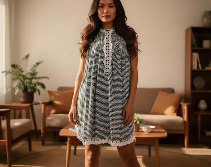 Featured listing image: Bete Mu'u - Black & White Shortie with eyelet trim