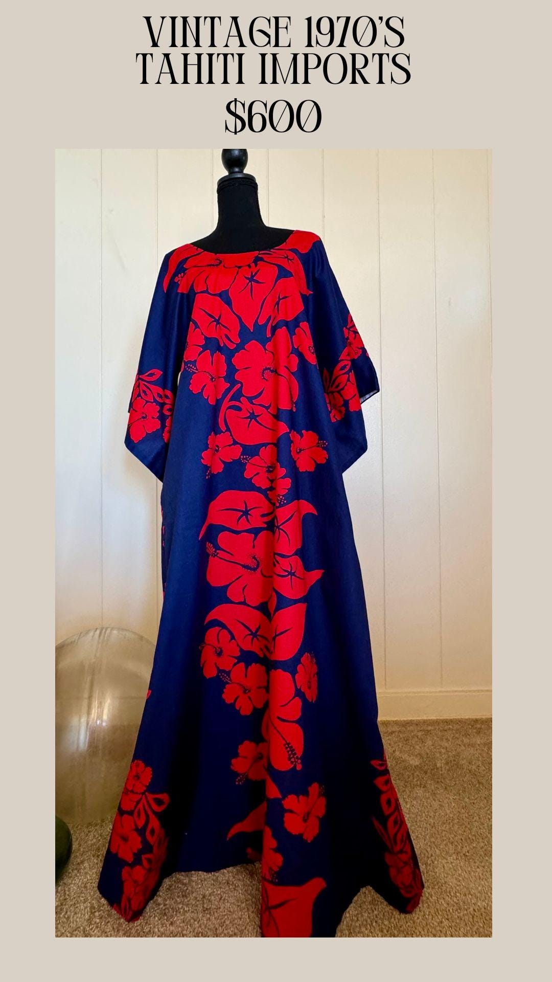Tahiti Imports パウ Vintage Tahiti Imports Flutter Sleeve Muumuu - Etsy