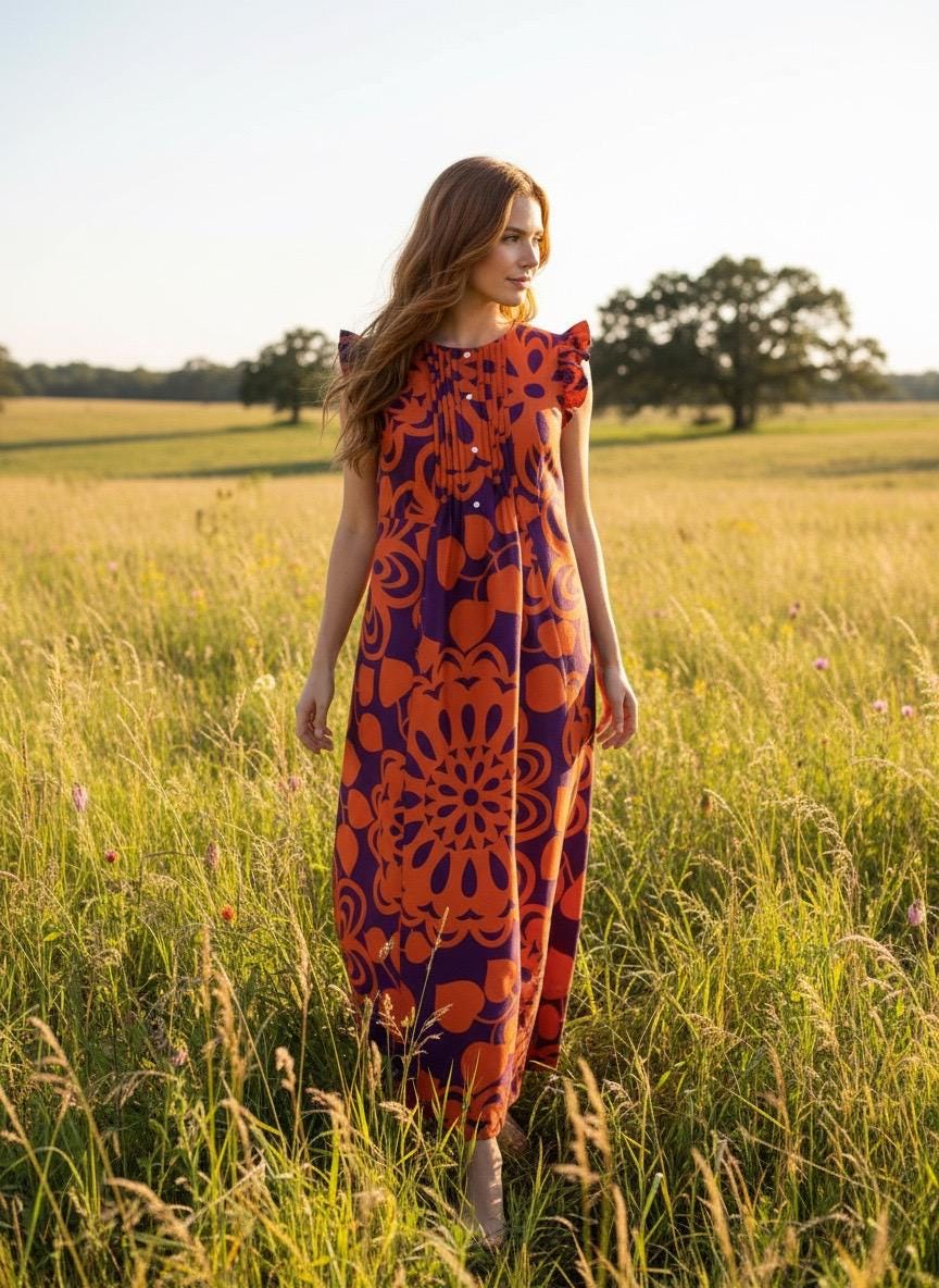 試着のみ Tahiti Imports フラドレス ティアレ柄 Tahiti imports dress