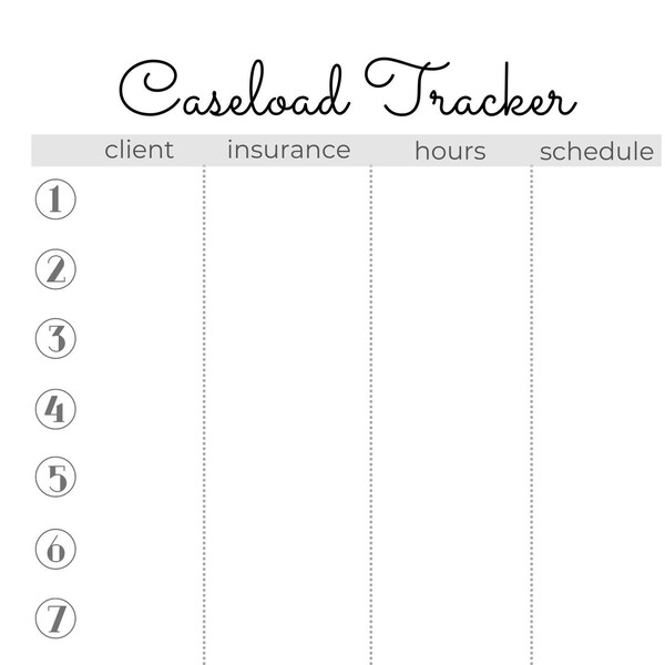 BCBA Caseload Tracker, Minimalist, ABA, Client Tracker, Applied Behavior Analysis, Printable, Instant Download