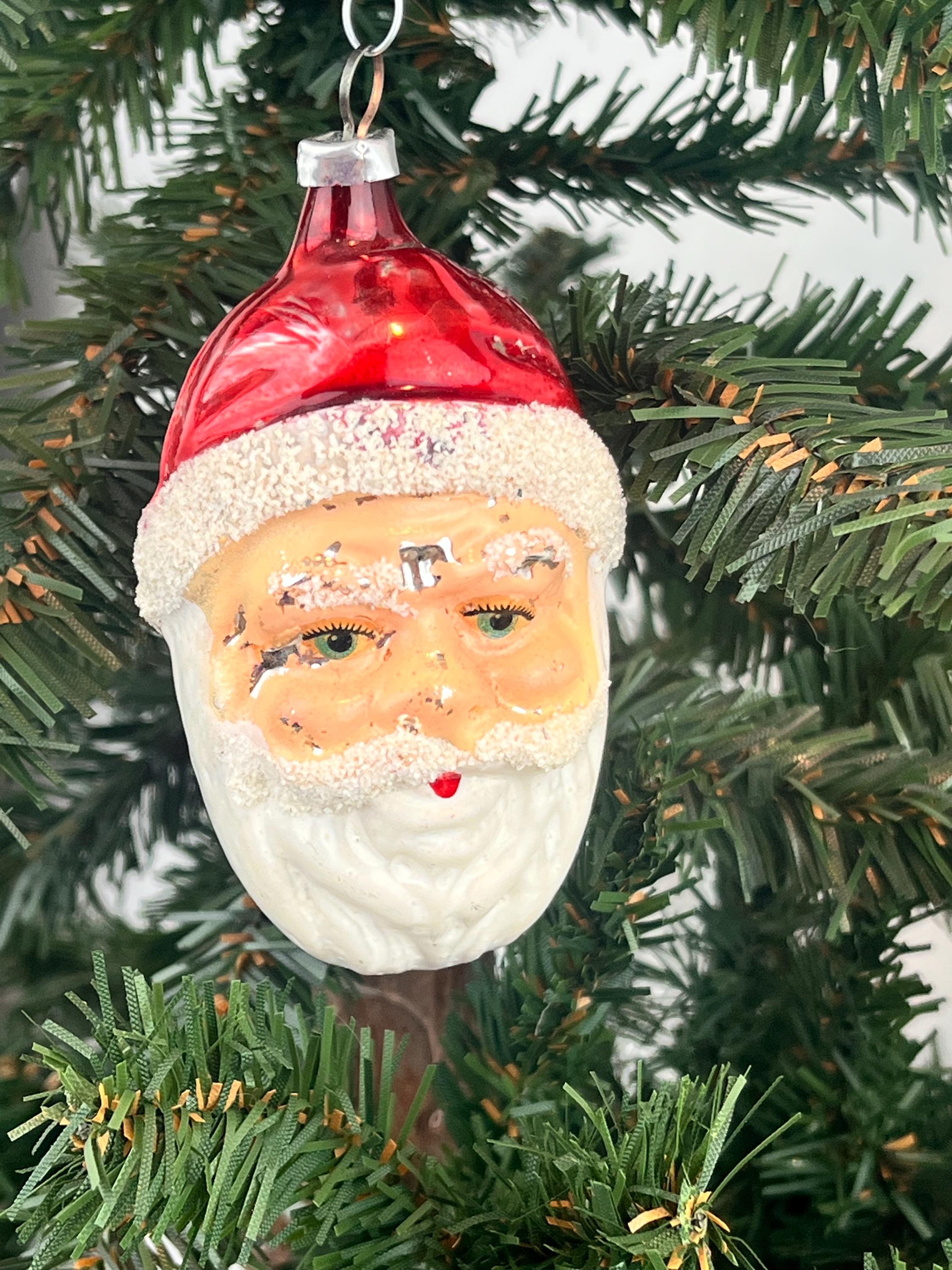 Vintage Mercury Glass Santa - Etsy