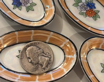 Zestaw 4 małych naczyń Noritake w stylu vintage, naczynie na drobiazgi z masłem