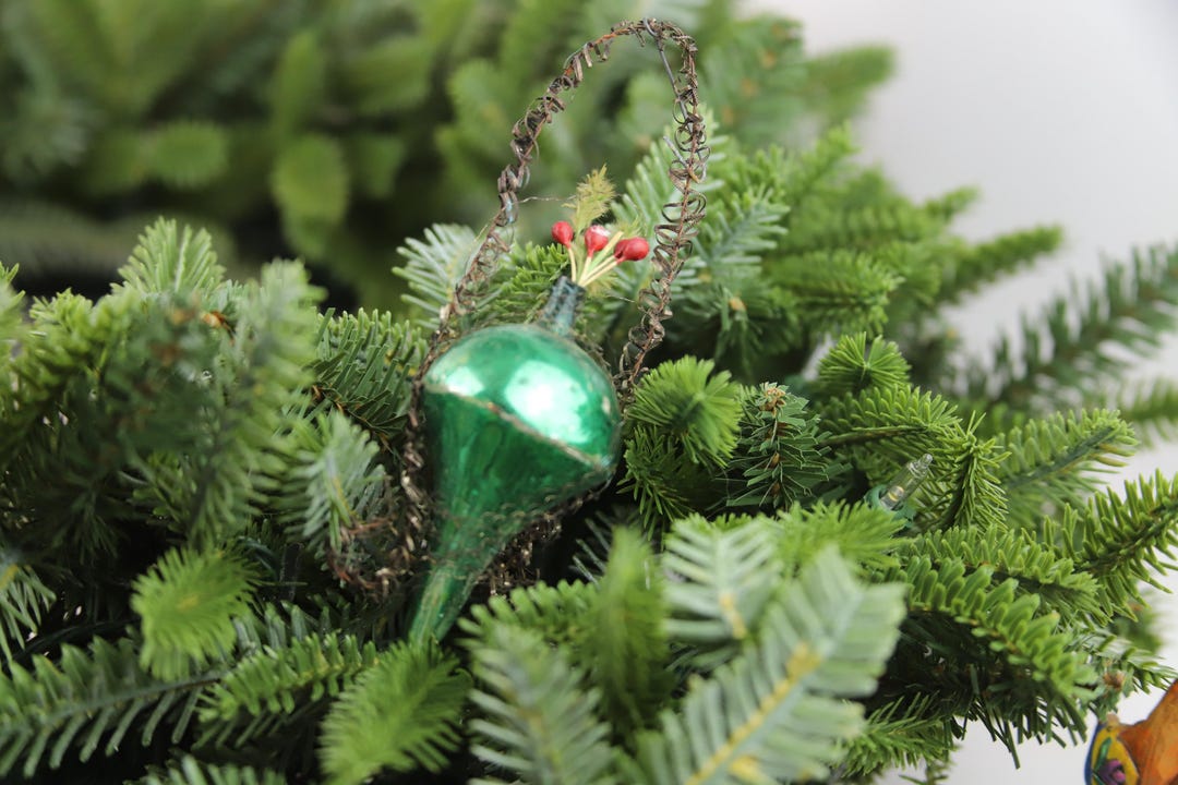 Antique Tinsel Mercury Glass Christmas Ornament Green - Etsy