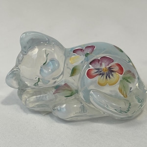 Fenton Sleeping Cat Signed Glass Messenger Exclusive