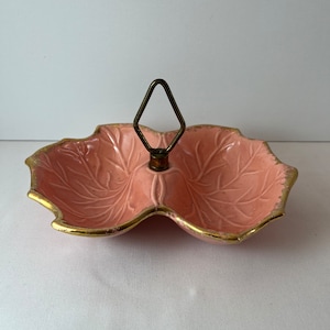 Vintage Pink with Gold California Pottery Double Sided Serving Dish
