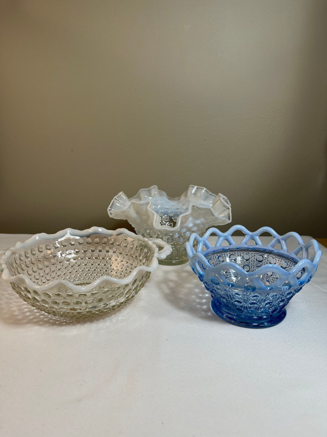 Vintage Hobnail Milk Glass Candy Dishes Etsy