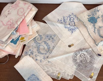 Vintage Handkerchief Lot of 30 Embroidery Monogram g