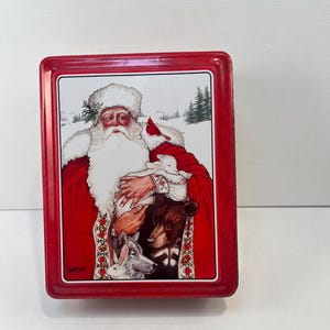 Santa Claus Dekorative Weihnachtsdose 1987 mit Kunst von Richard Jesse Watson