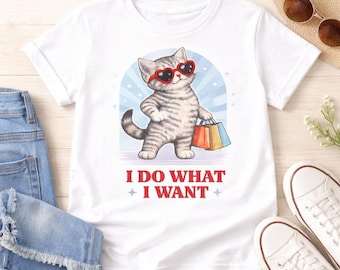 サッシーキャット キッズTシャツ | 「I Do What I Want」グラフィックTシャツ