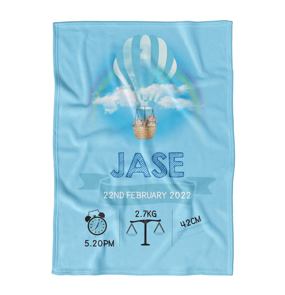 Personalised Baby Blanket Birth Stats Hot Air Balloon - Etsy