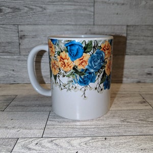 Floral Coffee Mug, Ceramic Floral Mug, Flower Pattern Cup, Tea Mug, Unique Gift, Botanical Coffee Mug