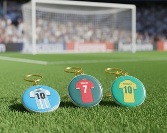 Llavero de camiseta de fútbol: regalo de resina hecho a mano para aficionados al fútbol