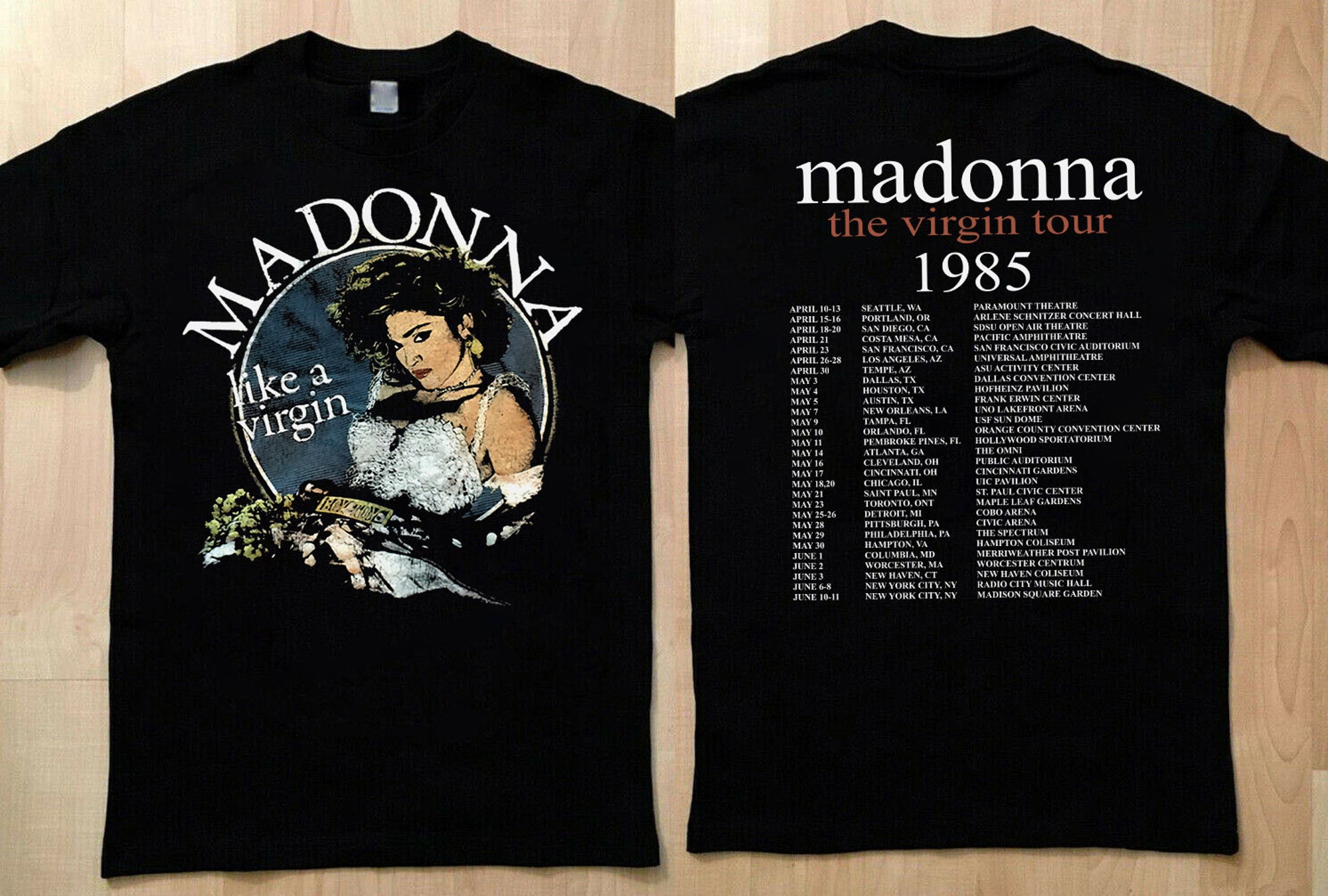 Madonna Like A Virgin T-Shirt, Madonna The Virgin Tour 1985 T-Shirt, Madonna T-Shirt