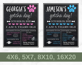 DOG BIRTHDAY CHALKBOARD, Dog Birthday Sign, Happy Gotcha Day, Pet Personalized and Custom Birthday Poster, Digital