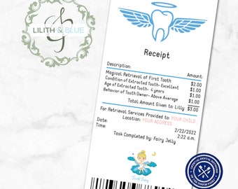 TOOTH FAIRY-Detailed Receipt from the Tooth Fairy- Letter from Tooth Fairy, Digital