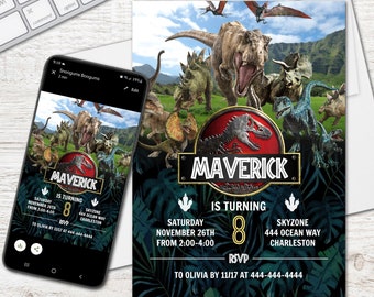 Custom Jurassic Birthday Invite, Jurassic Birthday Party, Dinosaur Theme, Jurassic Party Invite, Digital