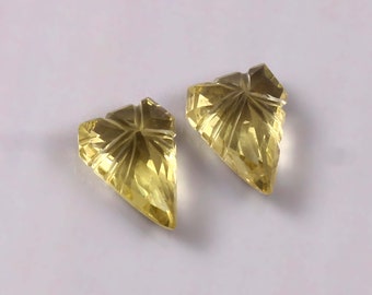 100% Natural Lemon Quartz Gemstone Pair | Top Quality Fancy Cut Lemon Quartz Gemstone | Faceted Lemon Quartz | Best For Jewelry Making |