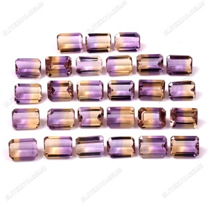 Bi-color Natural Ametrine Gemstone | 6X8 MM Octagon Shape Gemstone Lot | Loupe Clean AAA Quality Emerald Cut Gems | Best For Jewelry |