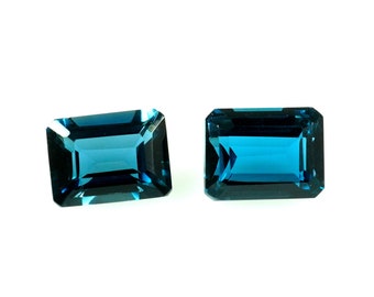 London Blue Topaz Faceted Octagon Shape Gemstone | 6X8 MM Natural Topaz Pair Gemstone | AAA Quality December Birthstone For Jewelry Making |