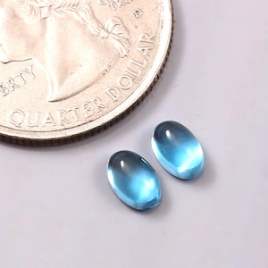 4X6MM Forma Ovale Cabochon Coppia / Natural Swiss Blue Topaz Coppia Cabochon / Gemma di qualità AAA / Per la creazione di gioielli / Dicembre Birthstone /