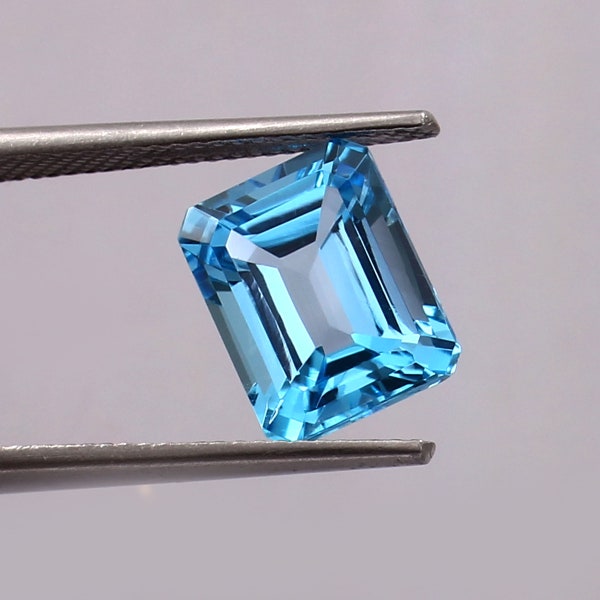 AAA Quality Natural Swiss Blue Topaz Loose Gemstone 8X10MM Octagon Shape Loose Gemstone Emerald Cut Gems December Birthstone For Jewelry