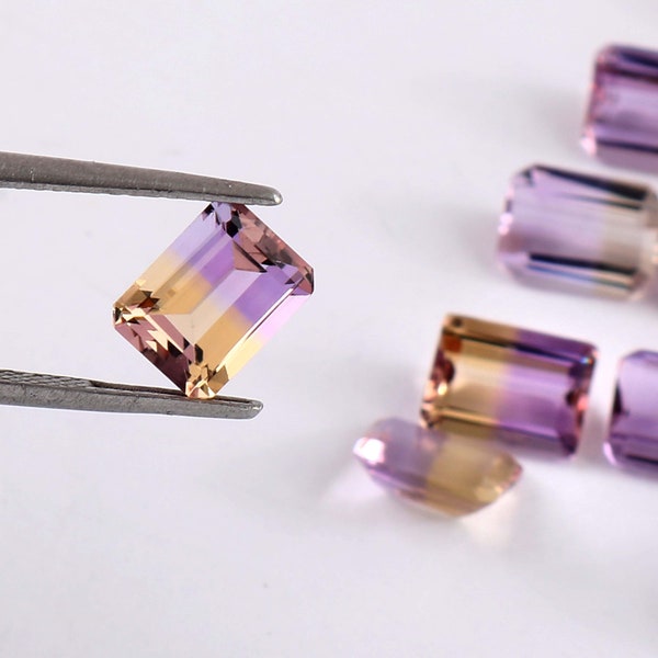 Purple Yellow Bi-color Natural Ametrine | 8X10 MM Octagon Shape Loose Gemstone | AAA Quality Faceted Cut Gemstone | Ready To Make Jewelry