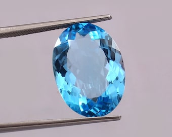 13X18 MM Oval Shape Natural Swiss Blue Topaz Gemstone | Faceted Cut Topaz Gems | AAA Quality  Loose Gemstone | Best For Jewelry Making |