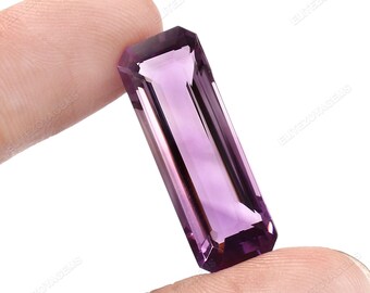 Natural Amethyst Gemstone | 10X28 MM Octagon Shape Faceted Gems | AAA Quality Certified Loose Gemstone | February Birthstone For Jewelry |