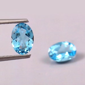 Natural 5X7 MM Swiss Blue Topaz Gemstone | Beautiful Oval Faceted Topaz Pair Gem |  December Birthstone | AAA Quality Gemstone For Jewelry |